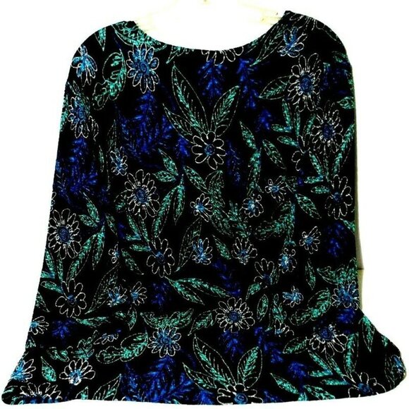 VTG Tunic Black Background Rich Bold Deep Floral - Picture 2 of 7